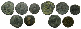 lotes - Iberia. Lote de 5 monedas de bronce a identificar. Incluye cecas del norte (Bilbilis,, Secaisa, etc.) y del sur (Castulo, etc.).
BC+ a MBC