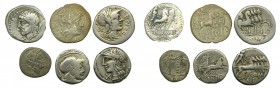 lotes - República romana. Lote de 6 monedas (5 denarios y 1 quinario). A clasificar.
BC a MBC