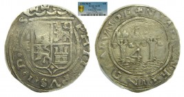 Felipe II (1556-1598). 4 Reales. S/F. Ceca de Lima. Ensayador R. (Alonso Rincon). (Cal.310). (PCGS AU53). 13,67 gr. Ag. Rarísima.
AU53