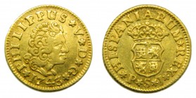 Felipe V (1700-1746). 1743 PJ. 1/2 Escudo. Sevilla (Cal. 584). Au 1,77 gr.
mbc+