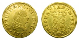 Fernando VI (1746-1759). 1757. JB. 1/2 Escudo. Madrid. (Cal. 255). Au 1,76 gr.
mbc