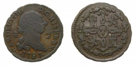 Carlos III (1759-1788). 1787. 2 Maravedís. Segovia. (Cal.1924 ).
bc