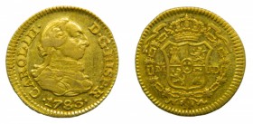 Carlos III (1759-1788). 1783. JD. 1/2 Escudo. Madrid. (Cal. 774). Au 1,74 gr. Restos de brillo original.
ebc-