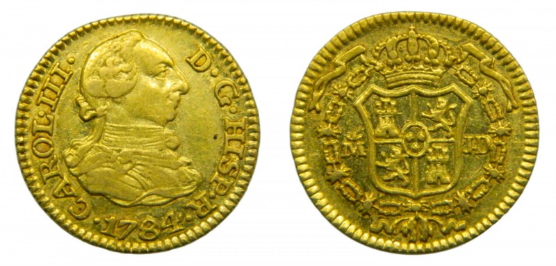 Carlos III (1759-1788). 1784. JD. 1/2 Escudo. Madrid. (Cal. 776). Au 1,77 gr.
e...