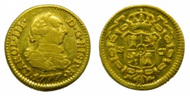 Carlos III (1759-1788). 1777. CF. 1/2 Escudo. Sevilla. (Cal. 800). Au 1,73 gr. Brillo original.
ebc