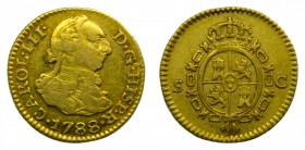 Carlos III (1759-1788). 1788. C. 1/2 Escudo. Sevilla. (Cal. 808). Au 1,71 gr.
mbc