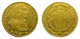 Carlos III (1759-1788). 1787. CM. 2 Escudos. Sevilla. (Cal. 582). Au 6,74 gr.
mbc+