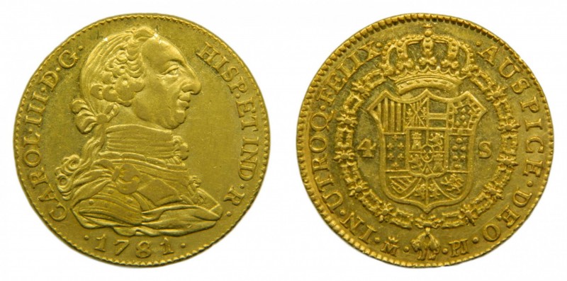 Carlos III (1759-1788). 1781. PJ. 4 Escudos. Madrid. (Cal. 306)(AC 1785). Au 13,...