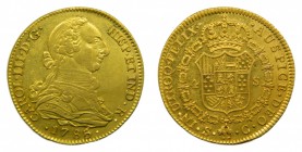 Carlos III (1759-1788). 1785 C. 4 Escudos. Sevilla. (Cal. 409)(AC 1898). Au 13,49 gr. (Sobrefecha último dígito?). Rara. Muy bonita.
ebc+/sc-