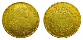 Carlos III (1759-1788). 1788/78 M. 8 Escudos. Madrid. (Cal.68)(AC 1974). Au 26,98 gr. Rara sobrefecha.
mbc+