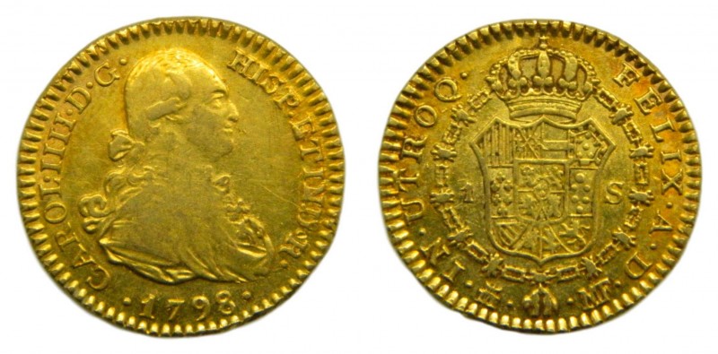 Carlos IV (1788-1808). 1798 MF. 1 Escudo. Madrid. (Cal. 497). 3,4 gr Au.
mbc