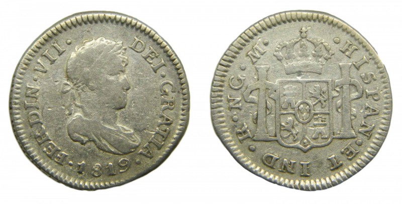 Fernando VII (1808-1833). 1819 M. 1/2 Real. Guatemala. (Cal. 1292). 1,63 gr. Ag....