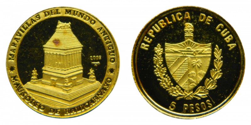 Cuba 2005. 5 Pesos (km#745). 1,24 gr Au. Proof. 14 mm. Maravillas del Mundo Anti...