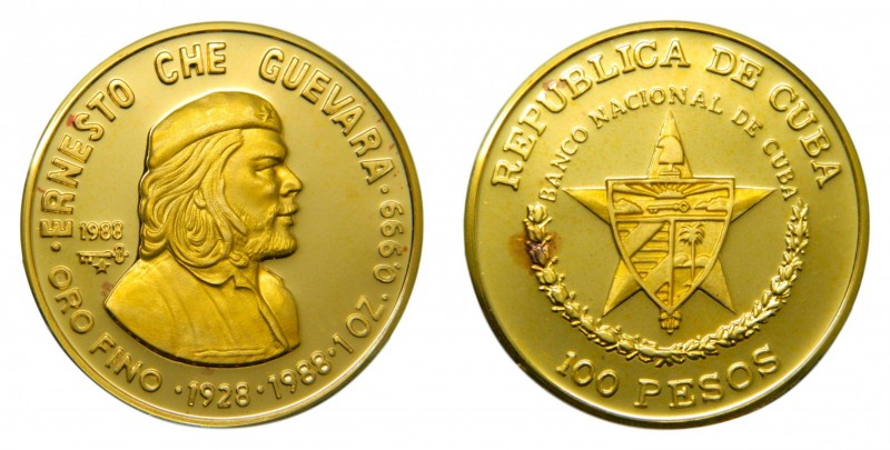 Cuba 1988. 100 pesos (km#203). 31,07 gr Au Proof. Ernesto Che Guevara. 60 Th Ann...