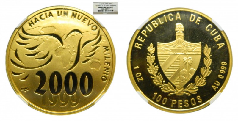 Cuba 2000. 100 pesos (km#711). 1 oz. 31,1 gr Au Proof. (NGC PF67 Ultra Cameo). A...