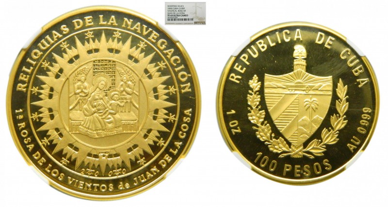 Cuba 2000. 100 pesos (km#716). 1 oz. 31,1 gr Au Proof. (NGC PF69 Ultra Cameo). A...