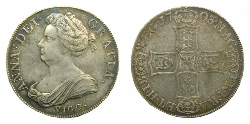 Gran Bretaña 1703. Anna. Vigo. Crown. (km#519.1)(S-3576). ( Dav-1338). Muy rara ...