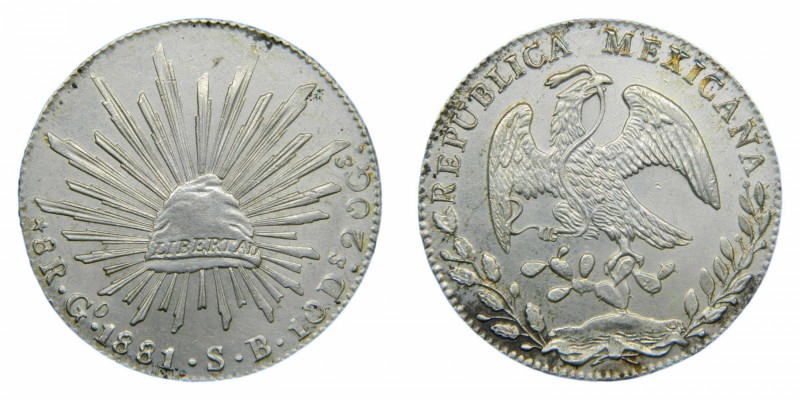 México 1881 Go. SB. Guanajuato. 8 Reales (km#377.8). 27,12 gr Ag. 
ebc-