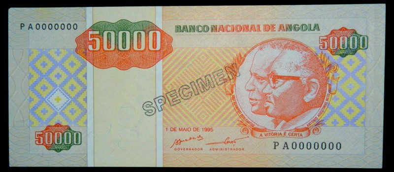 Angola. 50,000 kwanzas Reajustados. 1.05.1995. SPECIMEN. Pick 138s. #PA 0000000....