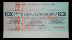 Checoslovaquia. 200 coronas. Cheque de Voyague. SPECIMEN. Státní banka československá (SBČS)
AU