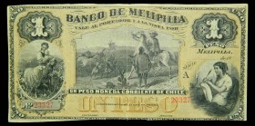 Chile. 1 peso. 1879. BANCO DE MELIPILLA. Pick S296R.
XF-