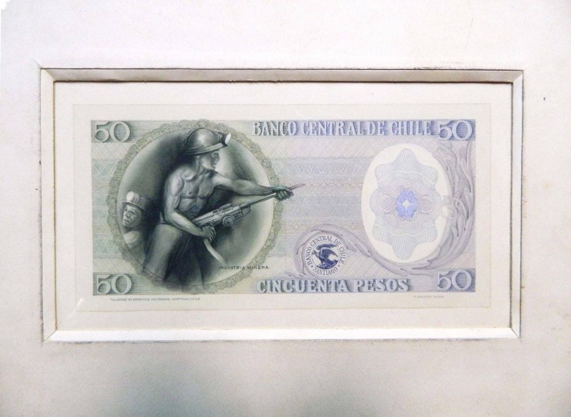 Chile. 50 pesos. 1975. Not Issued. Back side Trial. Diseño no abrobado. Se aprob...