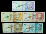 Colombia. Set 5 banknotes. 2015. SPECIMEN. MUESTRA SIN VALOR. 2, 5, 10, 20, 50 mil.
UNC
