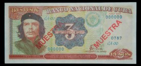 Cuba. 3 pesos. 1995. MUESTRA. Doble "Muestra". Pick 113.
UNC
