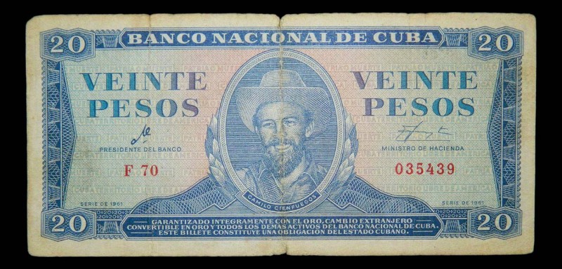 Cuba. 20 pesos. 1961. MUY RARO. U.S.A. counterfeit. Serie F 70. Pick 97x. 
n.a.