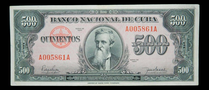 Cuba. 500 pesos. 1950. Pick 83.
XF