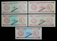 Cuba Serie 5 Billetes 1985.Series A. MUESTRA. FX1-FX2-FX3-FX4-FX5. Banco nacional de Cuba.
AU