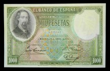 España. 1000 Pesetas. 25.4.1931. José Zorrilla. Sin serie. Pick 84A. ED-C13. Zonas amarillentas.
sc-