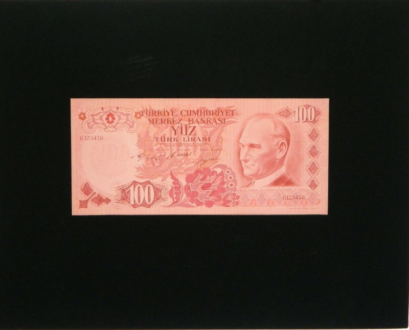 Turquía. 100 lire. 1930. Not Issued. Photographic Trial (Front & Back).
PROOF
