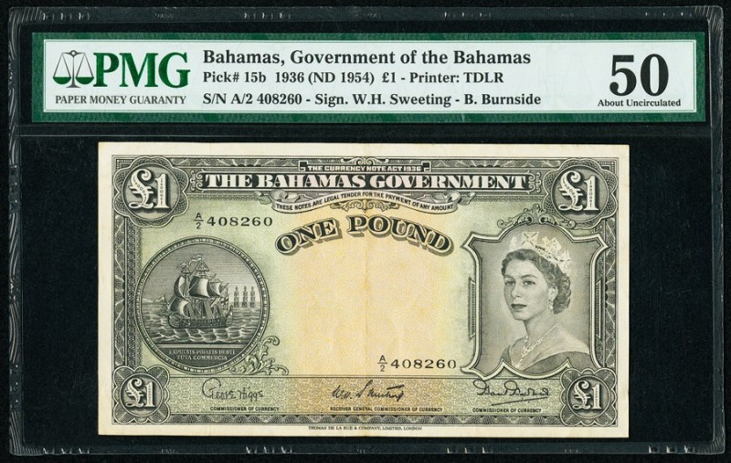 Bahamas Bahamas Government 1 Pound 1936 (ND 1954) Pick 15b PMG About Uncirculate...