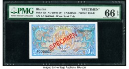 Bhutan Royal Monetary Authority 1 Ngultrum ND (1986-90) Pick 12s Specimen PMG Gem Uncirculated 66 EPQ. Red Specimen overprints.

HID09801242017

© 202...