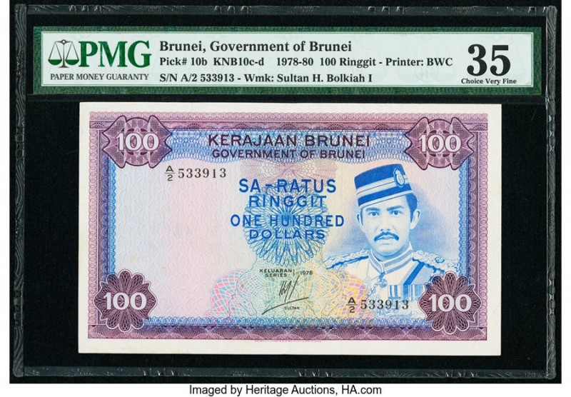 Brunei Government of Brunei 100 Ringgit 1978 Pick 10b KNB10 PMG Choice Very Fine...