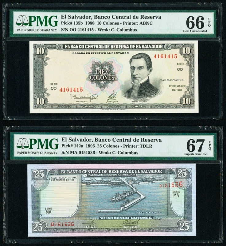 El Salvador Banco Central de Reserva de El Salvador 10; 25 Colones 17.3.1988; 9....
