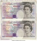 Great Britain Bank of England 20 Pounds 1991 (ND 1991-93) Pick 384b Uncut Debden Set Crisp Uncirculated. An uncut pair with matching serial numbers E0...