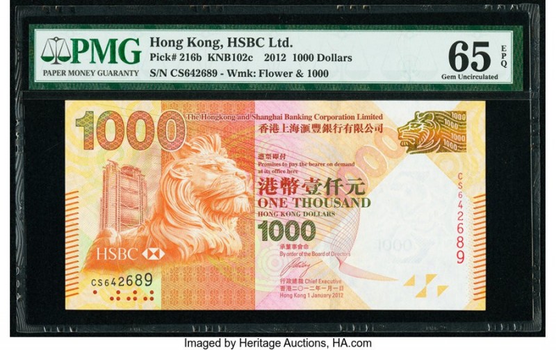 Hong Kong Hongkong & Shanghai Banking Corp. Ltd. 1000 Dollars 1.1.2012 Pick 216b...