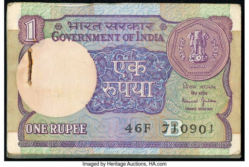 India Government of India 1 Rupee 1993 Pick 78Ai Jhun6.1.10.6C Pack of 100 Examp...
