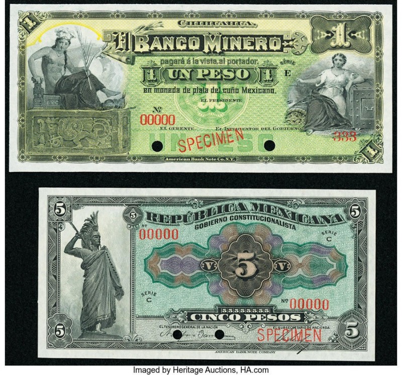 Mexico Banco Minero 1 Peso ND (1888-1914) Pick S162s3 s M130s Specimen; Gobierno...