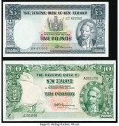 New Zealand Reserve Bank of New Zealand 5; 10 Pounds ND (1960-67) Pick 160d; 161d Two Examples Very Fine-Extremely Fine. A paper clip marking with min...