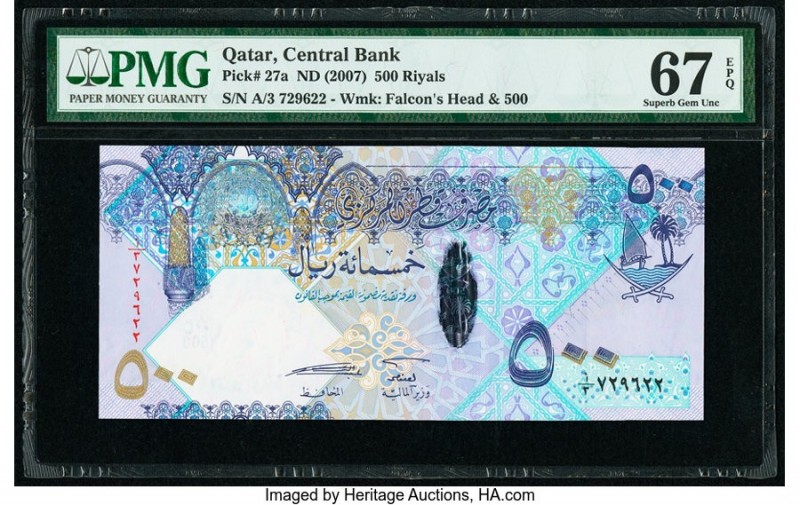 Qatar Central Bank 500 Riyals ND (2007) Pick 27a PMG Superb Gem Unc 67 EPQ. 

HI...