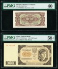 Romania Ministry of Finance 3 Lei 1952 Pick 82b PMG Extremely Fine 40; Poland National Bank 500 Zlotych 1948 Pick 140 PMG Choice About Unc 58 EPQ. Pic...