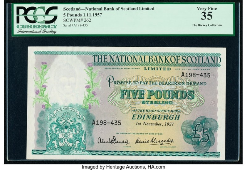 Scotland National Bank of Scotland Limited 5 Pounds 1.11.1957 Pick 262 PCGS Very...