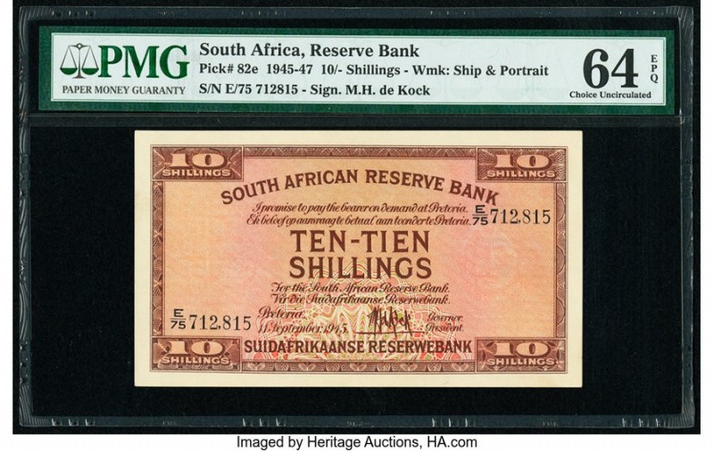 South Africa South African Reserve Bank 10 Shillings 11.9.1945 Pick 82e PMG Choi...