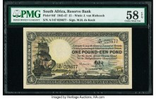 South Africa South African Reserve Bank 1 Pound 13.9.1945 Pick 84f PMG Choice About Unc 58 EPQ. 

HID09801242017

© 2020 Heritage Auctions | All Right...