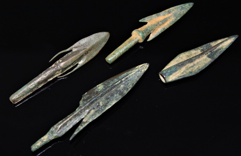 550 - 330 BC. A group of four very large bronze arrowheads. Provenance: Property...