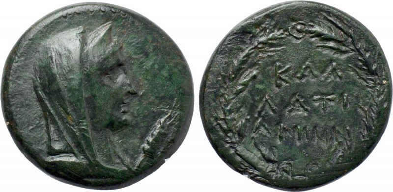 MOESIA. Kallatis. Ae (3rd-2nd centuries BC). 

Obv: Veiled head of Demeter rig...