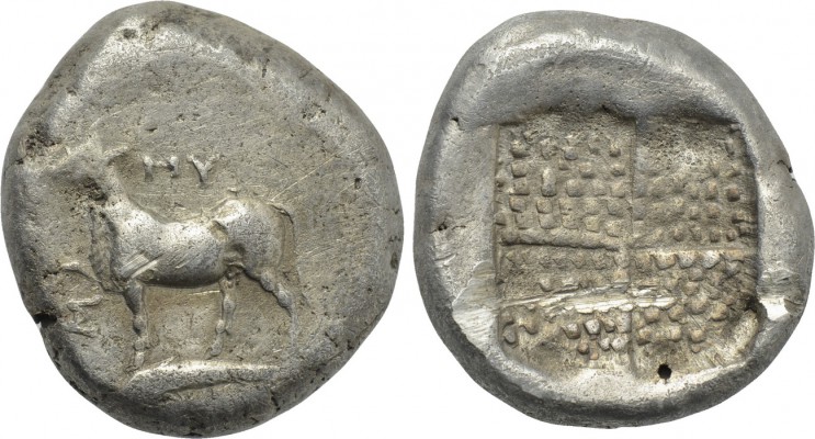 THRACE. Byzantion. Tetradrachm (Circa 387/6-340 BC). 

Obv: 'ΠΥ. 
Bull standi...